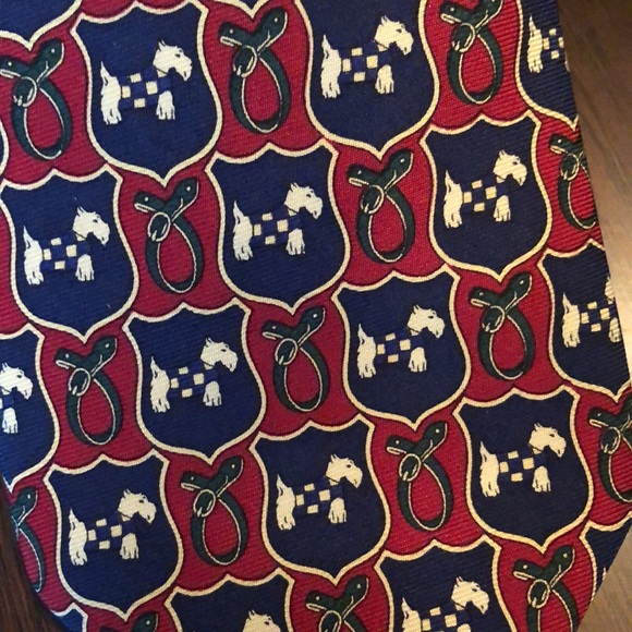 🐾Brooks Brothers Silk Scottish Terrior Dog equestrian print classic tie - Picture 2 of 6